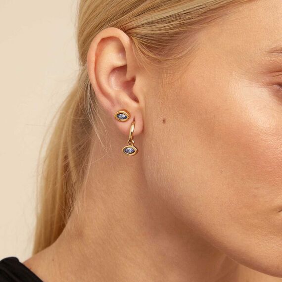 Золотая подвеска для пирсинга с кристаллом Сваровски Сияние UNOde50 Shine on me, изображение 5