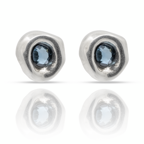 Cеребряные серьги с кристаллами Сваровски Крендель UNOde50 Ciambella Blu, изображение 2