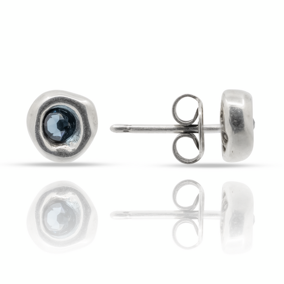 Cеребряные серьги с кристаллами Сваровски Крендель UNOde50 Ciambella Blu, изображение 4