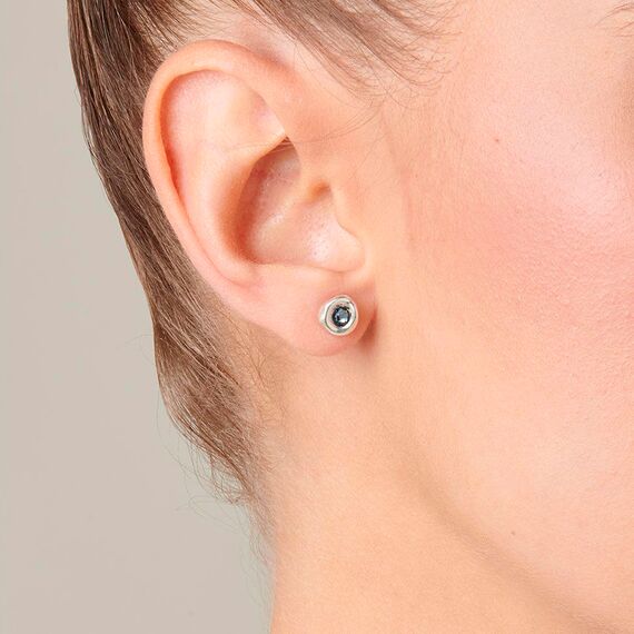 Cеребряные серьги с кристаллами Сваровски Крендель UNOde50 Ciambella Blu, изображение 5