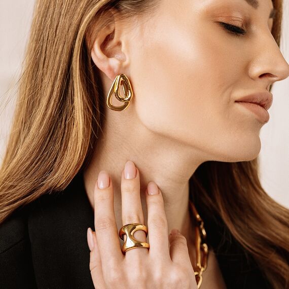 Золотые серьги женские Скрепленный UNOde50 Connected, изображение 6