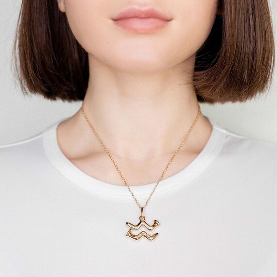 Золотая подвеска знак зодиака Водолей UNOde50 Aquarius, изображение 3