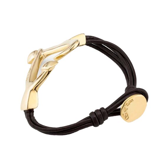 Кожаный браслет женский с золотом UNOde50 Love, изображение 2