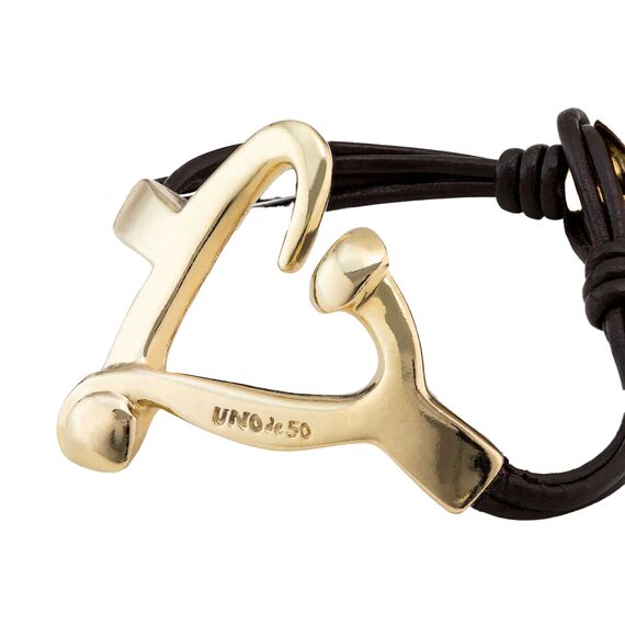 Кожаный браслет женский с золотом UNOde50 Love, изображение 3