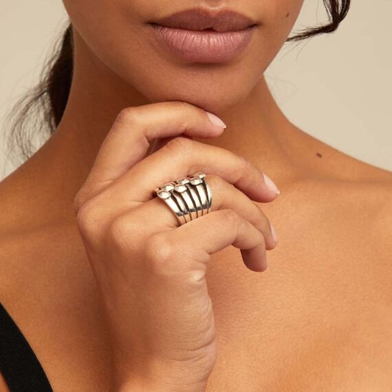 Серебряное кольцо женское многослойное UNOde50 MATCHING, Размер (мм): 18,3-18,7, изображение 3