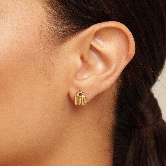 Золотые серьги женские Ключ и замок UNOde50 Unlock, изображение 3