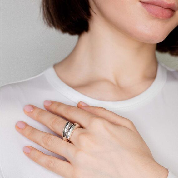 Серебряное кольцо женское в виде двух заполненных трубок UNOde50 Crossed legs, Размер (мм): 17,3-17,7, изображение 3