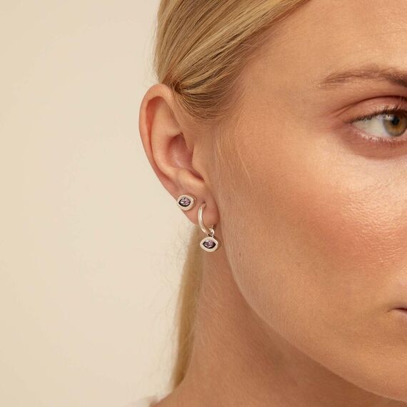 Серебряная моносерьга для пирсинга с кристаллом Сваровски Сияние UNOde50 Leaky, изображение 3