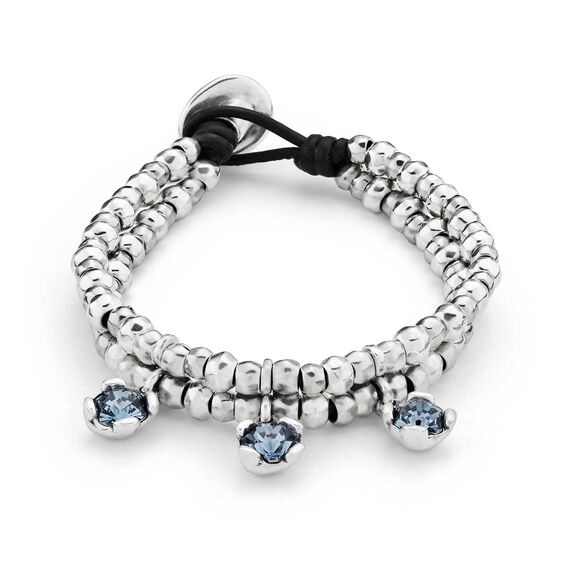 Серебряный браслет женский двойной с кристаллами Сваровски UNOde50 Sublime