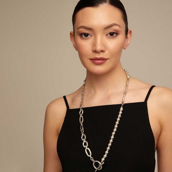 Серебряное колье женское с комбинированными звеньями UNOde50 Yolo, изображение 6