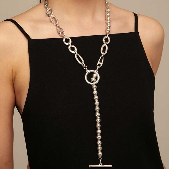 Серебряное колье женское с комбинированными звеньями UNOde50 Yolo, изображение 7