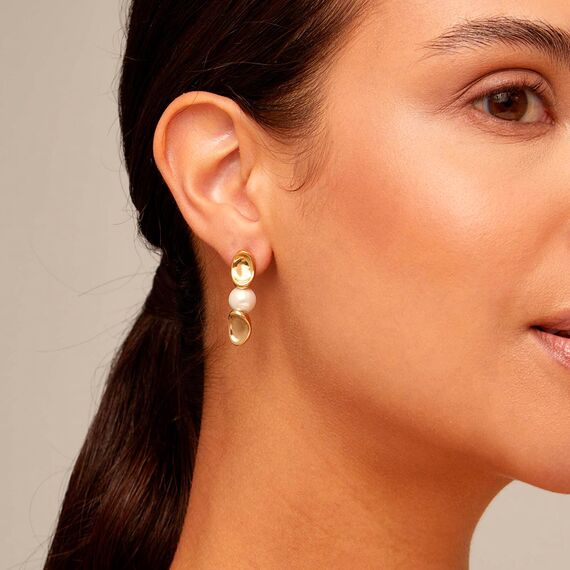 Золотые серьги женские с жемчугом UNOde50 LEGEND, изображение 3