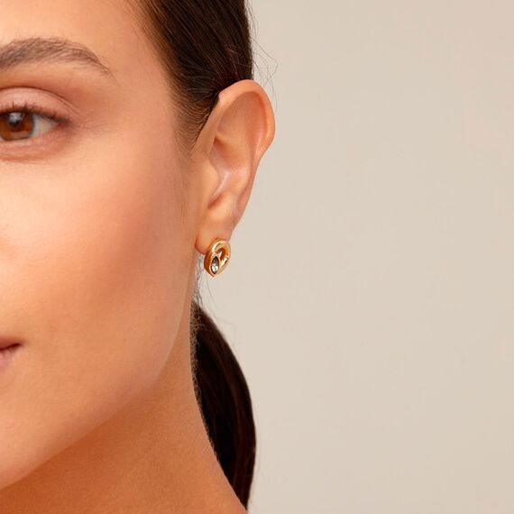 Золотые серьги женские c кристаллами Сваровски UNOde50 Details, изображение 4