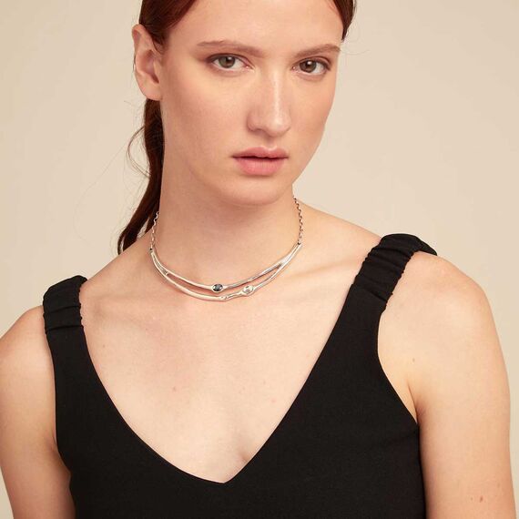 Серебряное колье женское с кристаллами Сваровски UNOde50 Sunshine, изображение 3