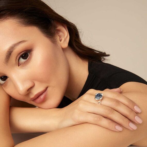 Серебряное кольцо женское с кристаллом Сваровски UNOde50 Rock n´blue, Размер (мм): 19,1-19,5, изображение 3