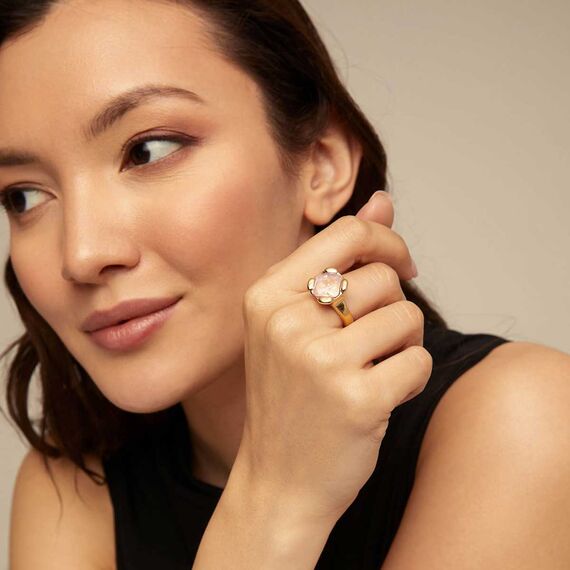 Золотое кольцо женское с кристаллом Сваровски UNOde50 Rock n´pink, Размер (мм): 17,3-17,7, изображение 3