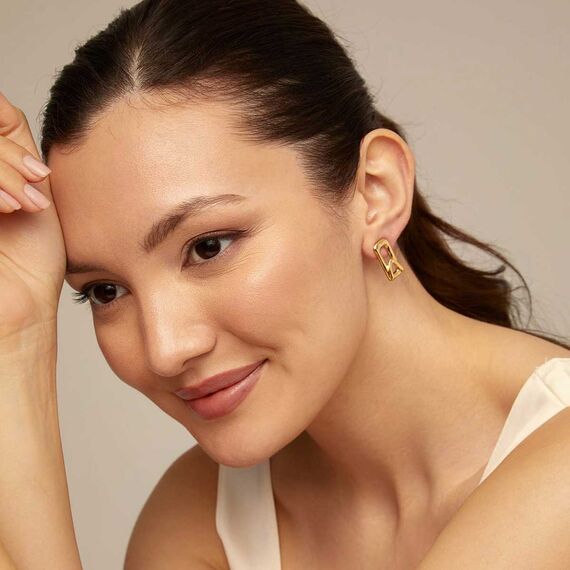 Золотые серьги женские прямоугольные UNOde50 Stand out, изображение 4