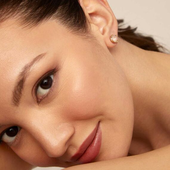 Золотые серьги женские с кристаллами Сваровски UNOde50 Aura Pink, изображение 4