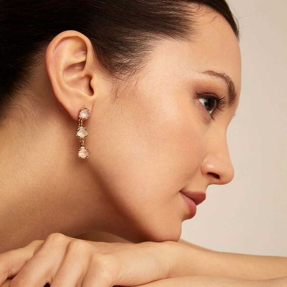 Золотые серьги с кристаллами Сваровски UNOde50 Sublime Pink, изображение 4