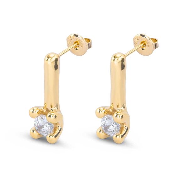 Золотые серьги женские с цирконием UNOde50 Divine, изображение 2
