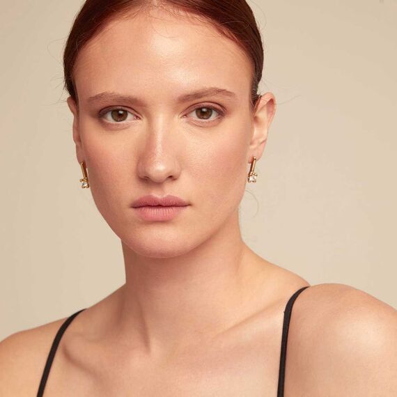 Золотые серьги женские с цирконием UNOde50 Divine, изображение 3