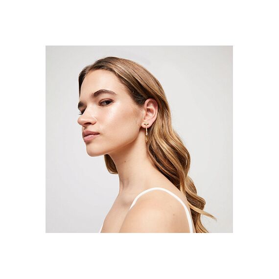 Золотые серьги женские круглые с топазом UNOde50 Ser Indomable, изображение 3