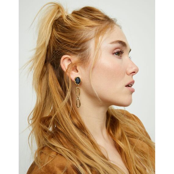 Золотые серьги с кристаллом UNOde50 Ser Deslumbrante, изображение 3