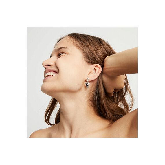 Серебряные серьги женские с кристаллом Сваровски UNOde50 Ser Expresiva, изображение 4