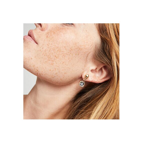 Золотые серьги женские с кристаллом Сваровски UNOde50 Ser Expresiva, изображение 3