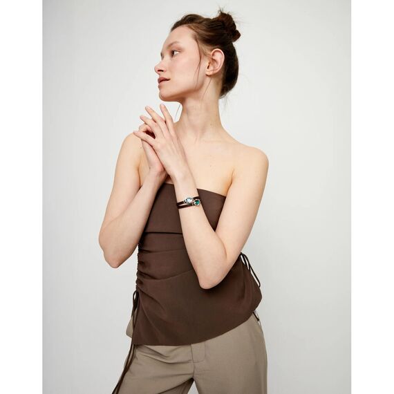 Кожаный браслет с серебром и кристаллом UNOde50 Ser Deslumbrante, изображение 4