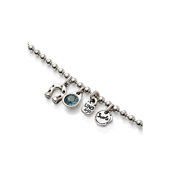 Серебряный браслет женский с подвесками и кристаллом Сваровски UNOde50 Ser Unico, изображение 3