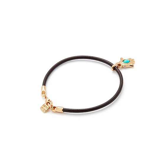 Кожаный браслет женский с золотой подвеской и бирюзой UNOde50 Ser Unico, изображение 2