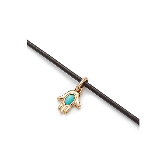 Кожаный браслет женский с золотой подвеской и бирюзой UNOde50 Ser Unico, изображение 3