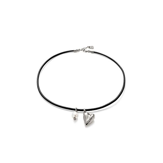 Кожаное ожерелье серебряное с подвеской и жемчугом UNOde50 Ser Unico, изображение 2