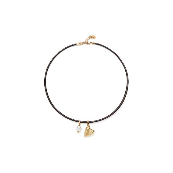 Кожаное ожерелье с золотом и жемчужиной UNOde50 Ser Unico