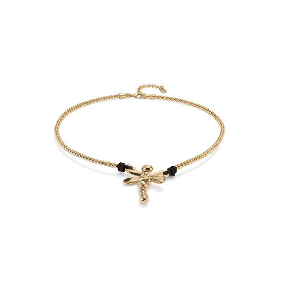 Золотое ожерелье женское с натуральной кожей Стрекоза UNOde50 Ser Rebelde, изображение 2