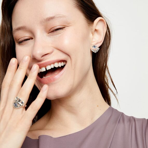 Серебряные серьги женские с цирконием Глаз UNOde50 Ser Intuitiva, изображение 3