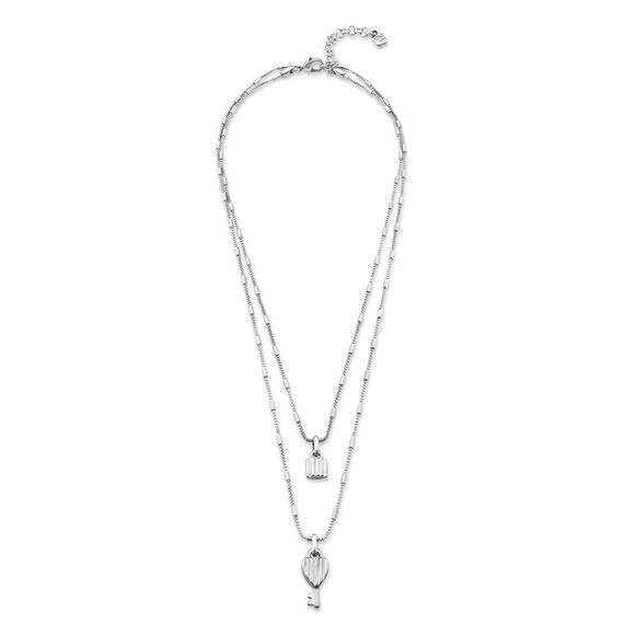 Многослойное ожерелье женское c серебром Ключ и замок UNOde50 Unlock