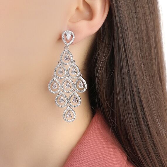 Серьги длинные с камнями Сваровски Oliver Weber Diva, изображение 2