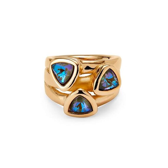 Золотое кольцо с кристаллами Сваровски UNOde50 Ser Camaleonica, изображение 2