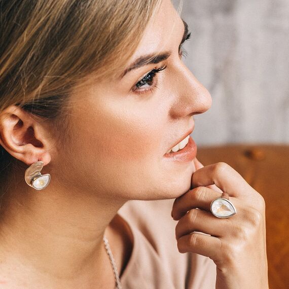 Серебряные серьги женские с кристаллами Сваровски UNOde50 Mrs Begum, изображение 6