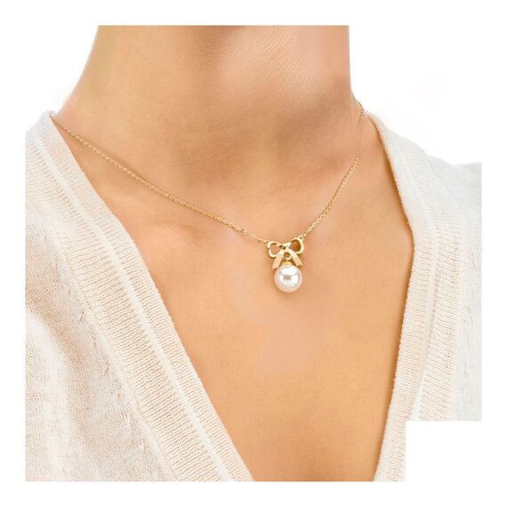 Золотое колье с подвеской из органического жемчуга Majorica Tu Y Yo, изображение 3