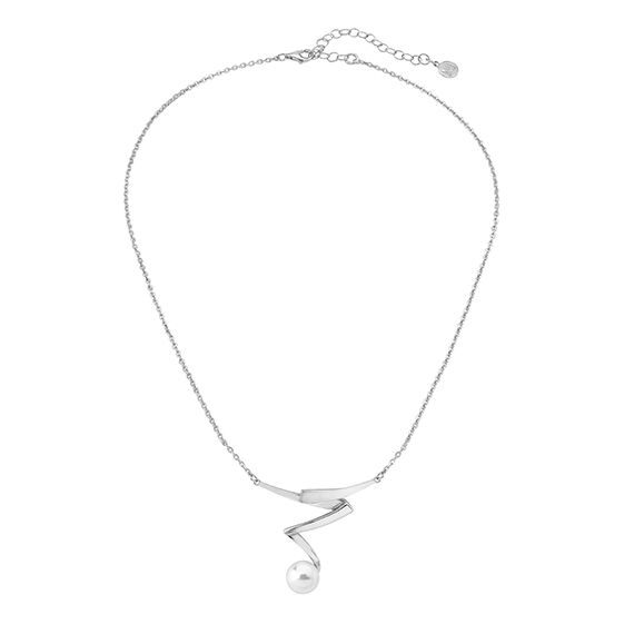 Серебряное колье с подвеской из белого жемчуга  Majorica Chasse