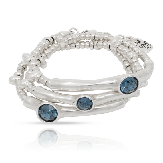 Серебряный браслет тройной с кристаллами Cваровски Наваждение UNOde50 Delirium