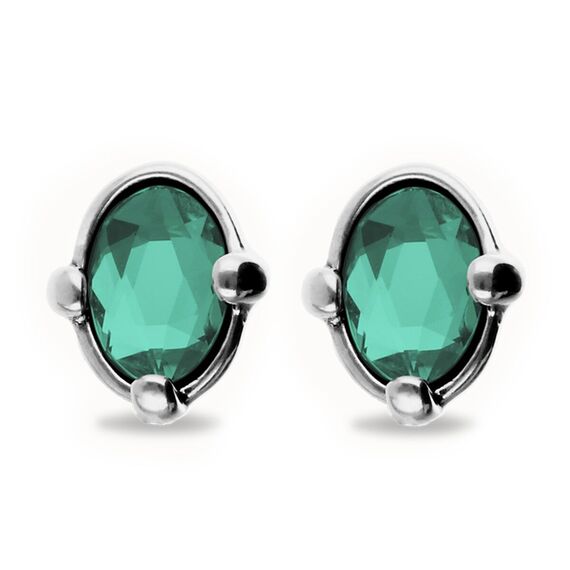 Серебряные серьги с зеленым кристаллом UNOde50, изображение 2