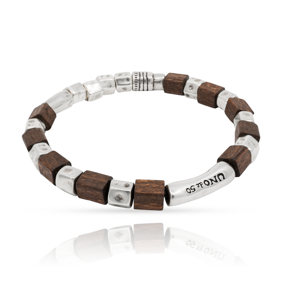 Серебряный браслет из бусин Деревянный UNOde50 Wooden, Размер (мм): 180, изображение 3