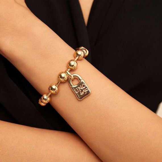 Золотой браслет из сферических бусин Снежинка UNOde50 Snowflake, Размер (мм): 175, изображение 6