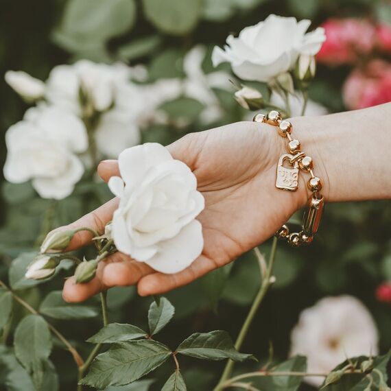 Золотой браслет из сферических бусин Снежинка UNOde50 Snowflake, Размер (мм): 175, изображение 8