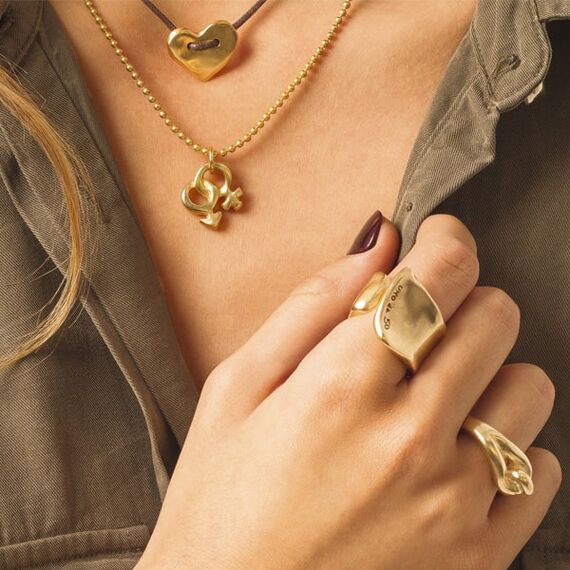 Золотое кольцо женское открытое Трещина UNOde50 The crevice, Размер (мм): 17,3-17,7, изображение 4