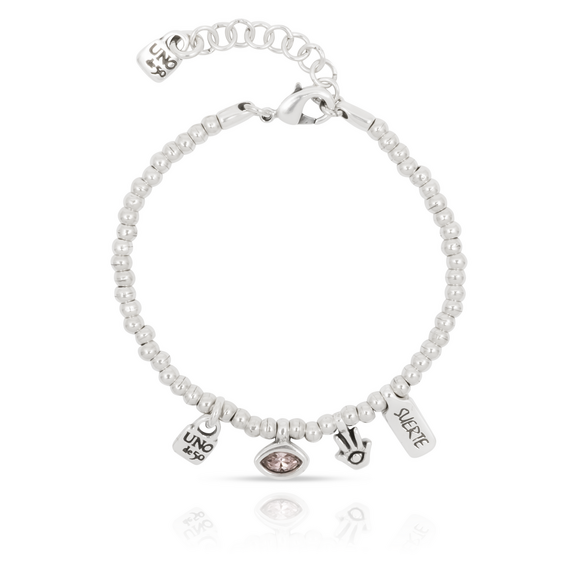 Серебряный браслет женский на руку с подвесками Буду ждать тебя UNOde50 I'm waiting 4 U Pink, изображение 2